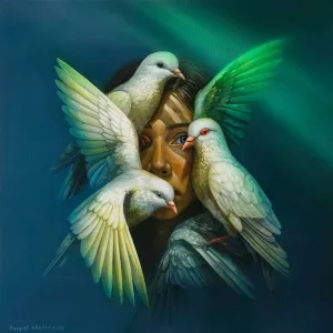 TURGUT AKARSU tarafından 2025 yılında 50x50 cm ölçülerinde Tuval üzeri yağlı boya ve akrilik boya tekniği ile yapılmıştır.