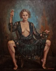 HEDİYE AKOĞLU tarafından 2025 yılında 100x80 cm ölçülerinde Tuval üzeri yağlı boya tekniği ile yapılmıştır.