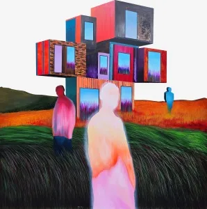 ARDA SELİM tarafından 2025 yılında 100x100 cm ölçülerinde MDF üzerine yağlı boya tekniği ile yapılmıştır.