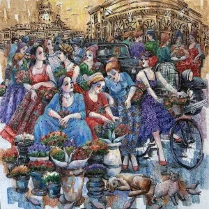 DERYA YILDIZ tarafından 2024 yılında 90x80 cm ölçülerinde Tuva üzeri yağlı boya tekniği ile yapılmıştır.