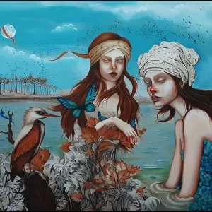 ZEKİYE AKALIN tarafından 2024 yılında 90x120 cm ölçülerinde Tuval üzeri akrilik boya tekniği ile yapılmıştır.