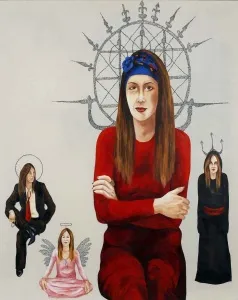 ARZU EŞ tarafından 2013 yılında 120x150 cm ölçülerinde Tuval üzeri yağlı boya, kolaj tekniği ile yapılmıştır.