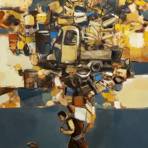 BARAN KAMİLOĞLU tarafından 2021 yılında 120x90 cm ölçülerinde Tuval üzeri yağlı boya tekniği ile yapılmıştır.