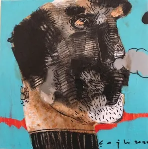 ÇAĞLAR UZUN tarafından 2020 yılında 25x25 cm ölçülerinde Tuval üzeri yağlı boya akrilik dripstik tekniği ile yapılmıştır.