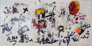 ÇAĞLAR UZUN tarafından 2020 yılında 40x80 cm ölçülerinde Tuval üzeri asetat akrilik dripstik tekniği ile yapılmıştır.