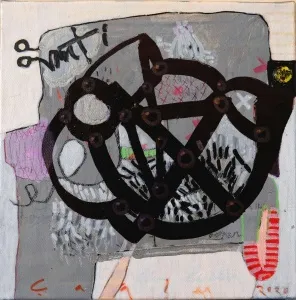 ÇAĞLAR UZUN tarafından 2020 yılında 25x25 cm ölçülerinde Tuval üzeri yağlı boya akrilik dripstik tekniği ile yapılmıştır.