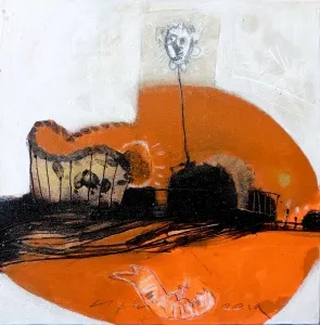 ÇAĞLAR UZUN tarafından 2020 yılında 25x25 cm ölçülerinde Tuval üzeri yağlı boya akrilik dripstik tekniği ile yapılmıştır.