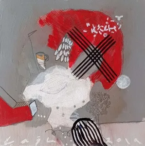 ÇAĞLAR UZUN tarafından 2019 yılında 25x25 cm ölçülerinde Tuval üzeri yağlı boya akrilik dripstik tekniği ile yapılmıştır.