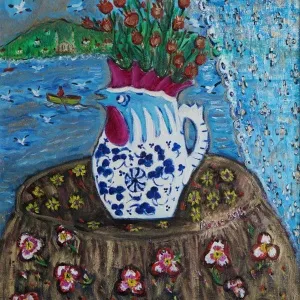 HATİCE KUMBARACI GÜRSÖZ tarafından 2018 yılında 50x40 cm ölçülerinde Tuval üzeri yağlı boya tekniği ile yapılmıştır.