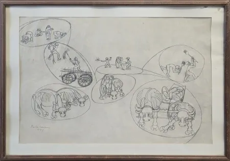 İBRAHİM BALABAN tarafından 1977 yılında 47x67 cm ölçülerinde Kağıt üzeri desen tekniği ile yapılmıştır.