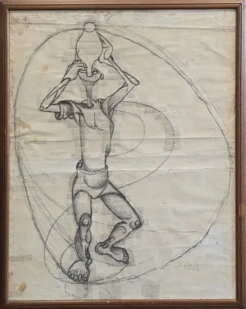 İBRAHİM BALABAN tarafından 1965 yılında 73x58 cm ölçülerinde Kağıt üzeri desen tekniği ile yapılmıştır.