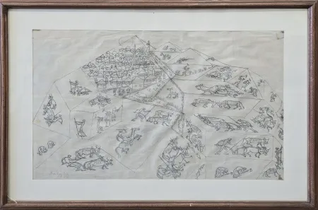 İBRAHİM BALABAN tarafından 1977 yılında 33x50 cm ölçülerinde Kağıt üzeri desen tekniği ile yapılmıştır.