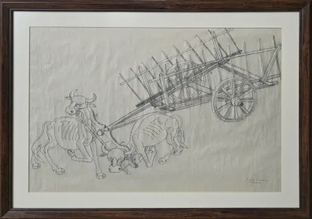 İBRAHİM BALABAN tarafından 1977 yılında 47x67 cm ölçülerinde Kağıt üzeri desen tekniği ile yapılmıştır.