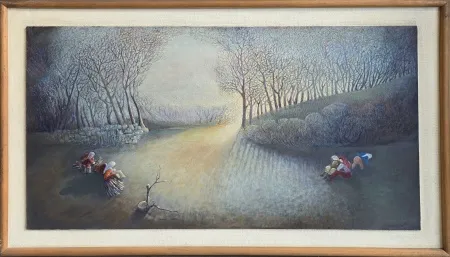 HAKKI TORUNOĞLU tarafından 40x70 cm ölçülerinde Kontraplak üzeri yağlı boya tekniği ile yapılmıştır.