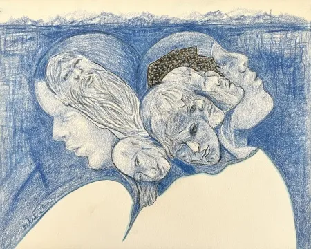 NECMETTİN ÖZLÜ tarafından 2025 yılında 24x30 cm ölçülerinde Kağıt üzeri kuru boya, tuvale marufle tekniği ile yapılmıştır.