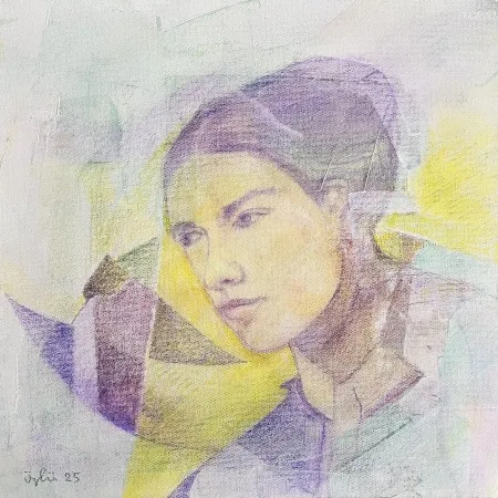 NECMETTİN ÖZLÜ tarafından 2025 yılında 40x40 cm ölçülerinde Tuvale kuru boya tekniği ile yapılmıştır.