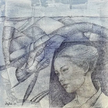 NECMETTİN ÖZLÜ tarafından 2025 yılında 40x40 cm ölçülerinde Tuvale kuru boya tekniği ile yapılmıştır.