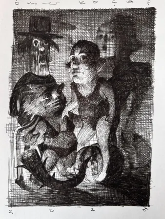 ÖMER KOÇAĞ tarafından 2025 yılında 20x15 cm ölçülerinde Kağıt üzerine mürekkep kalem tekniği ile yapılmıştır.