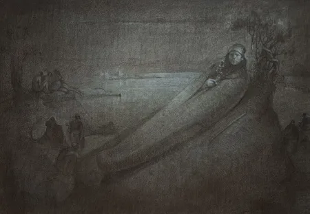 SERTAP YEĞİN tarafından 2025 yılında 29x42 cm ölçülerinde Kağıt üzeri füzen tekniği ile yapılmıştır.