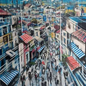 AYHAN ÇETİN tarafından 2025 yılında 120x100 cm ölçülerinde Tuval üzeri akrilik boya tekniği ile yapılmıştır.