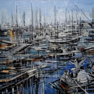 AYHAN ÇETİN tarafından 2022 yılında 80x100 cm ölçülerinde Tuval üzeri akrilik boya tekniği ile yapılmıştır.