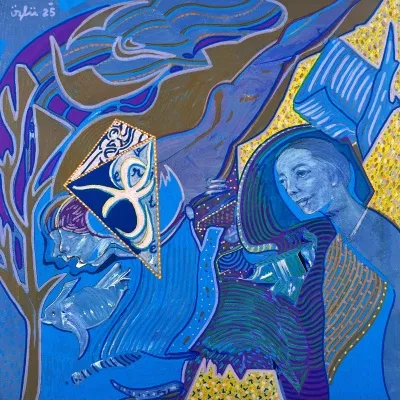 NECMETTİN ÖZLÜ tarafından 2025 yılında 40x40 cm ölçülerinde Tuval üzeri akrilik boya tekniği ile yapılmıştır.