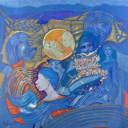 NECMETTİN ÖZLÜ tarafından 2025 yılında 40x40 cm ölçülerinde Tuval üzeri akrilik boya tekniği ile yapılmıştır.