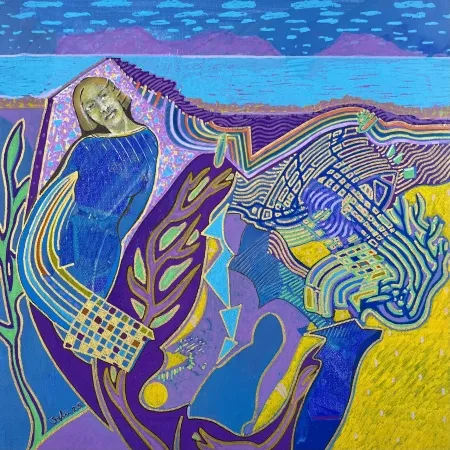 NECMETTİN ÖZLÜ tarafından 2025 yılında 40x40 cm ölçülerinde Tuval üzeri akrilik boya tekniği ile yapılmıştır.