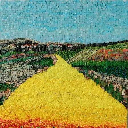 SULTAN KEMİKKIRAN tarafından 2025 yılında 40x40 cm ölçülerinde Mozaik tekniği ile yapılmıştır.