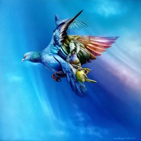 TURGUT AKARSU tarafından 2025 yılında 40x40 cm ölçülerinde Tuval üzeri yağlı boya ve akrilik boya tekniği ile yapılmıştır.