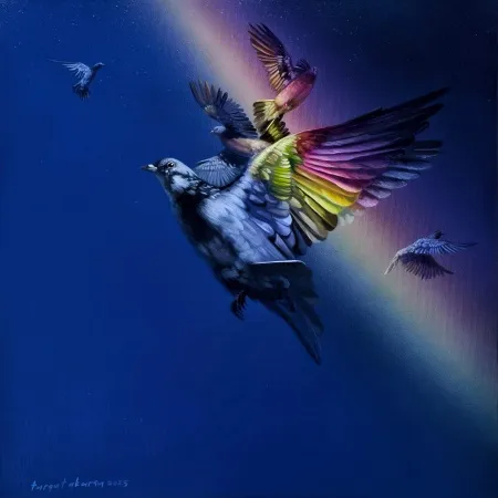 TURGUT AKARSU tarafından 2025 yılında 40x40 cm ölçülerinde Tuval üzeri yağlı boya ve akrilik boya tekniği ile yapılmıştır.