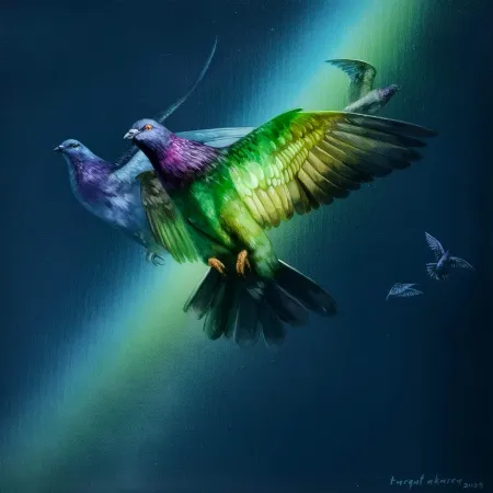 TURGUT AKARSU tarafından 2025 yılında 40x40 cm ölçülerinde Tuval üzeri yağlı boya ve akrilik boya tekniği ile yapılmıştır.