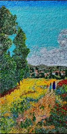 SULTAN KEMİKKIRAN tarafından 2025 yılında 130x65 cm ölçülerinde Mozaik tekniği ile yapılmıştır.