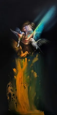 TURGUT AKARSU tarafından 2025 yılında 130x65 cm ölçülerinde Tuval üzeri yağlı boya ve akrilik boya tekniği ile yapılmıştır.