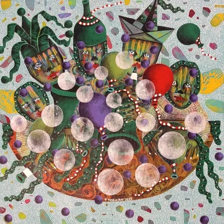 TAMER DERİCAN tarafından 2025 yılında 40x40 cm ölçülerinde Tuval üzeri akrilik boya tekniği ile yapılmıştır.