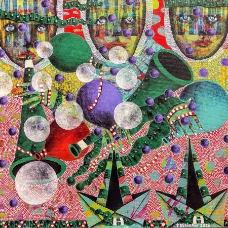 TAMER DERİCAN tarafından 2025 yılında 40x40 cm ölçülerinde Tuval üzeri akrilik boya tekniği ile yapılmıştır.