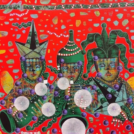 TAMER DERİCAN tarafından 2025 yılında 40x40 cm ölçülerinde Tuval üzeri akrilik boya tekniği ile yapılmıştır.