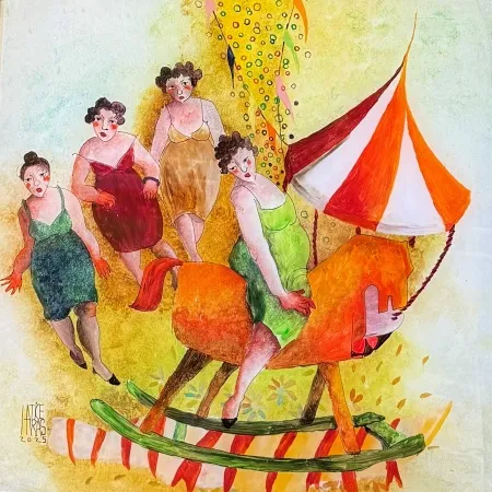 HATİCE ARAS tarafından 2025 yılında 40x40 cm ölçülerinde Saydam yüzey altı boyama tekniği ile yapılmıştır.