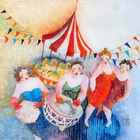 HATİCE ARAS tarafından 2025 yılında 40x40 cm ölçülerinde Saydam yüzey altı boyama tekniği ile yapılmıştır.