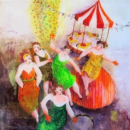 HATİCE ARAS tarafından 2025 yılında 40x40 cm ölçülerinde Saydam yüzey altı boyama tekniği ile yapılmıştır.