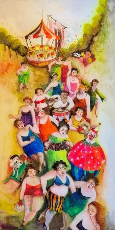 HATİCE ARAS tarafından 2025 yılında 130x65 cm ölçülerinde Saydam yüzey altı boyama tekniği ile yapılmıştır.