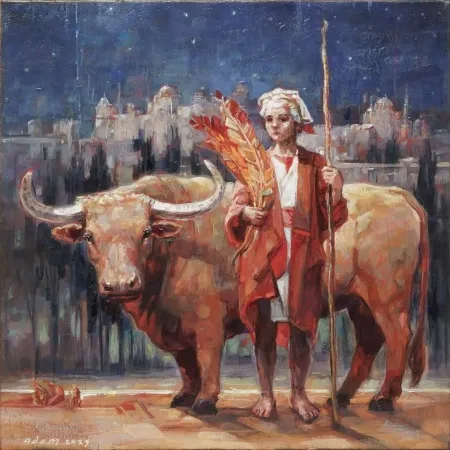 ADEM BAŞPINAR tarafından 2025 yılında 40x40 cm ölçülerinde Tuval üzeri akrilik boya tekniği ile yapılmıştır.