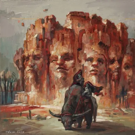 ADEM BAŞPINAR tarafından 2025 yılında 40x40 cm ölçülerinde Tuval üzeri akrilik boya tekniği ile yapılmıştır.