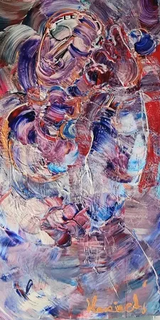 ALİ HERİSCHİ tarafından 2025 yılında 130x65 cm ölçülerinde Tuval üzeri akrilik boya tekniği ile yapılmıştır.