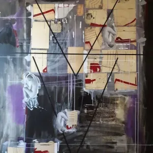 HÜSEYİN RÜSTEMOĞLU tarafından 2019 yılında 180x140 cm ölçülerinde Tuval üzeri karışık teknik tekniği ile yapılmıştır.