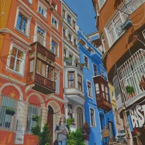 GÜLŞAH ÇALHAN tarafından 2022 yılında 40x50 cm ölçülerinde Tuval üzeri akrilik boya tekniği ile yapılmıştır.