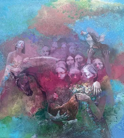 HAKAN ERASLAN tarafından 2026 yılında 100x90 cm ölçülerinde Tuval üzeri akrilik boya tekniği ile yapılmıştır.