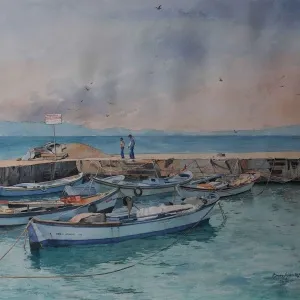 HASAN SAYGIN tarafından 2016 yılında 81x65 cm ölçülerinde Kağıt üzeri sulu boya tekniği ile yapılmıştır.