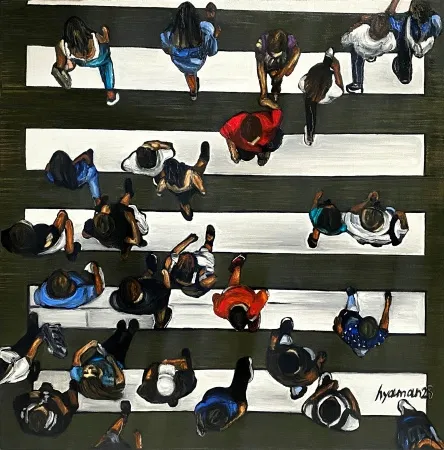 HATİCE YAMAN tarafından 2025 yılında 40x40 cm ölçülerinde Tuval üzeri yağlı boya tekniği ile yapılmıştır.