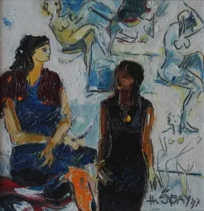 HİLMİ ÖZBAY tarafından 1997 yılında 27x27 cm ölçülerinde Duralit üzeri yağlı boya tekniği ile yapılmıştır.